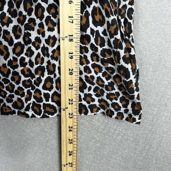 A.L.C Shirt Top XS Leopard Print Puff Sleeve Crewneck Tee Cotton Pullover - Picture 7 of 10